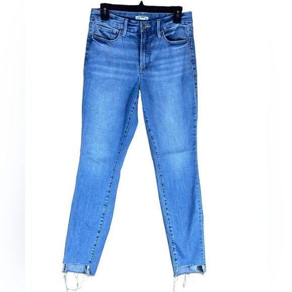 Good American Good Legs Crop Chewed Hem Denim Jeans Size 6 / 28 - Picture 2 of 9